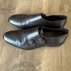 Geox Monk‎ Strap Dress Shoes Leather Double Buckle Formal Black 42 Preppy Career